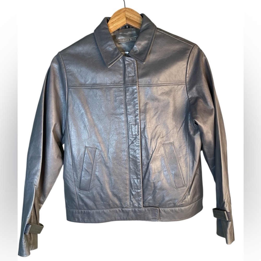 NWT Isabella Bird Gray Metro Leather Jacket Women’s Size 8